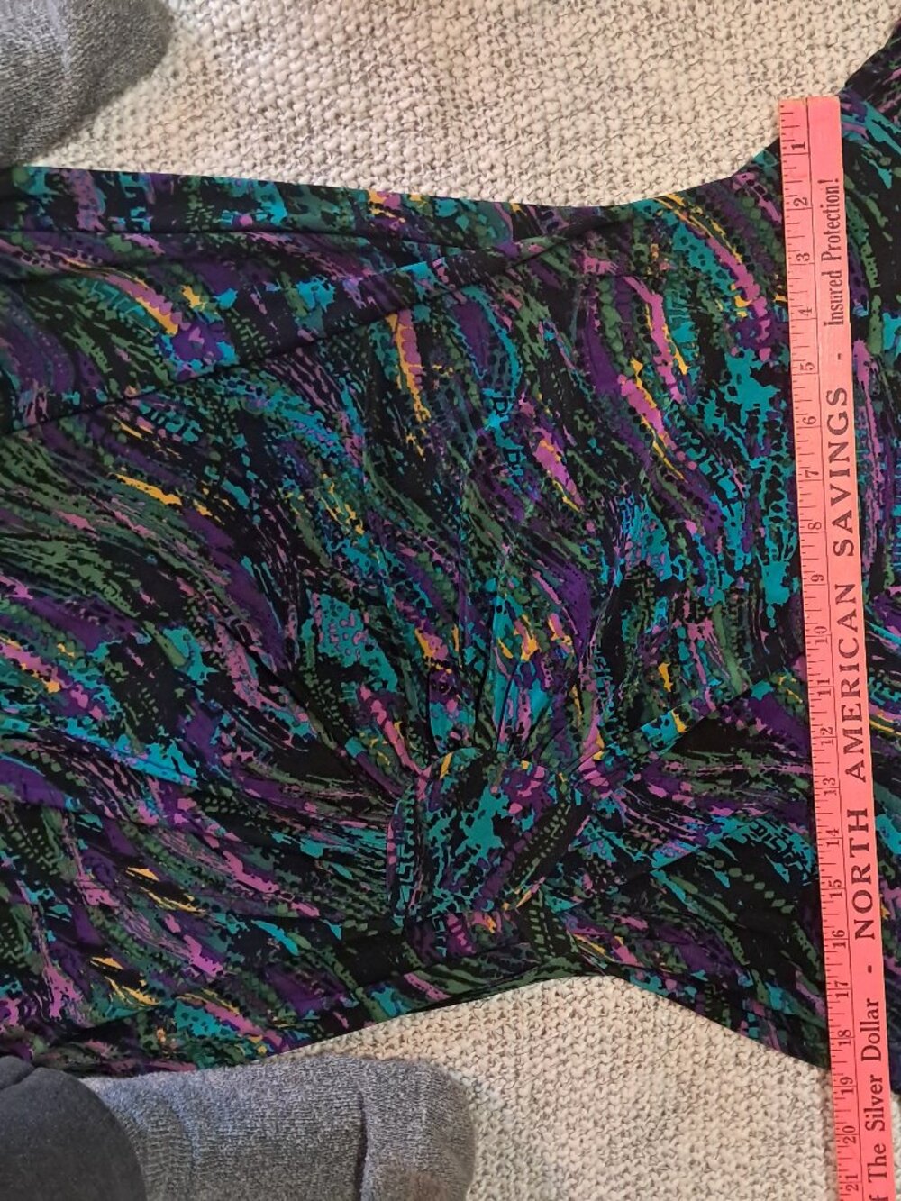 AA Studio Abstract Multi Color Print Ruched Midi Dress Size 12 / Large